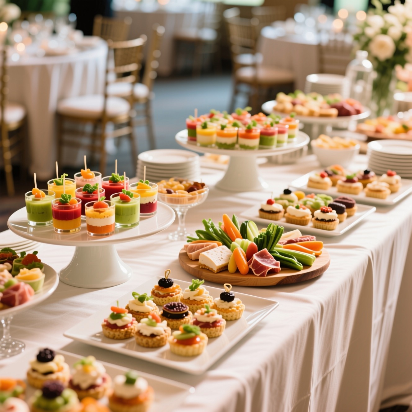 Buffet traiteur événementiel dressé à Caen — Les Clapiottes